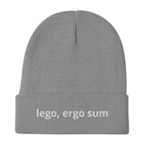 Embroidered Beanie - lego, ergo sum (I read therefore I am)