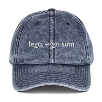 Vintage Cotton Twill Cap - lego, ergo sum (I read therefore I am)